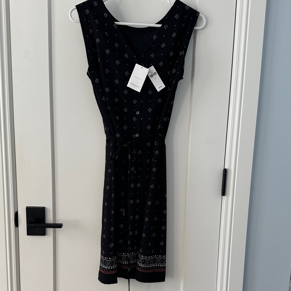 NWT Banana Republic Black Midi Dress with Diamond Pattern